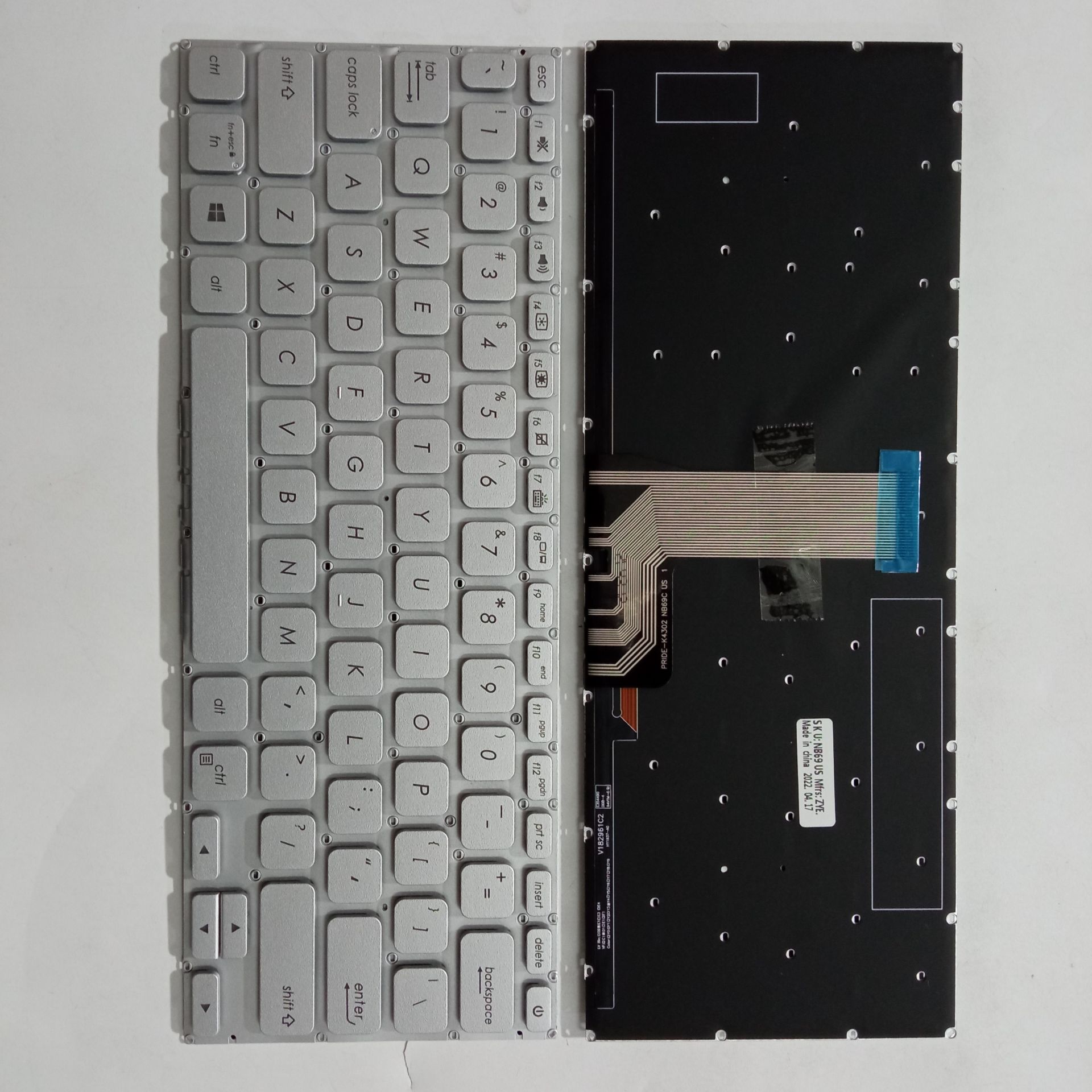 Picture of New Replacement Laptop Keyboard For ASUS X412/A412 SILVER Backlit (OEM) US Layout